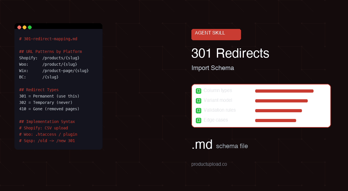 301 redirect mapping schema agent skill