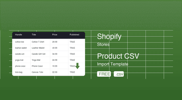 Free Shopify product CSV import template download