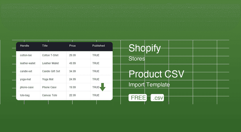 Free Shopify product CSV import template download