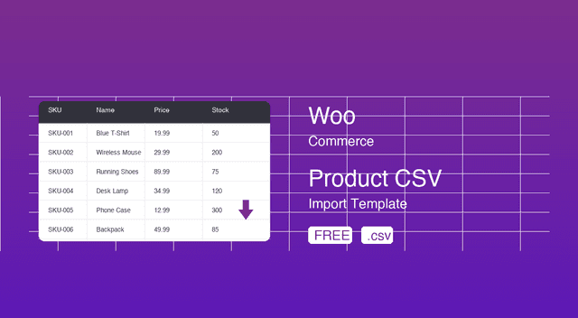 Free WooCommerce product CSV import template download