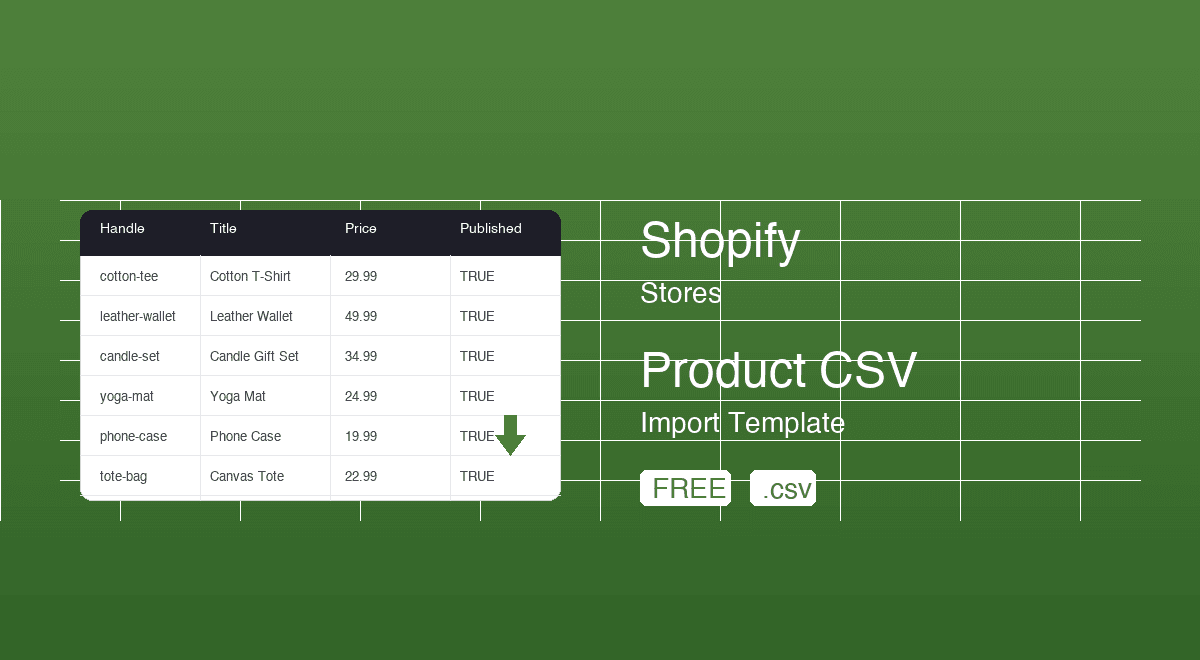 Free Shopify product CSV import template download